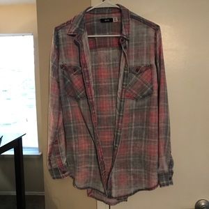 Button down thin long sleeve shirt.